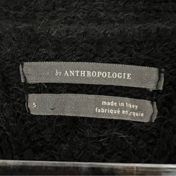 Anthropologie Black Classic Pointelle Cable Knit Cardigan Sweater - Picture 8 of 9